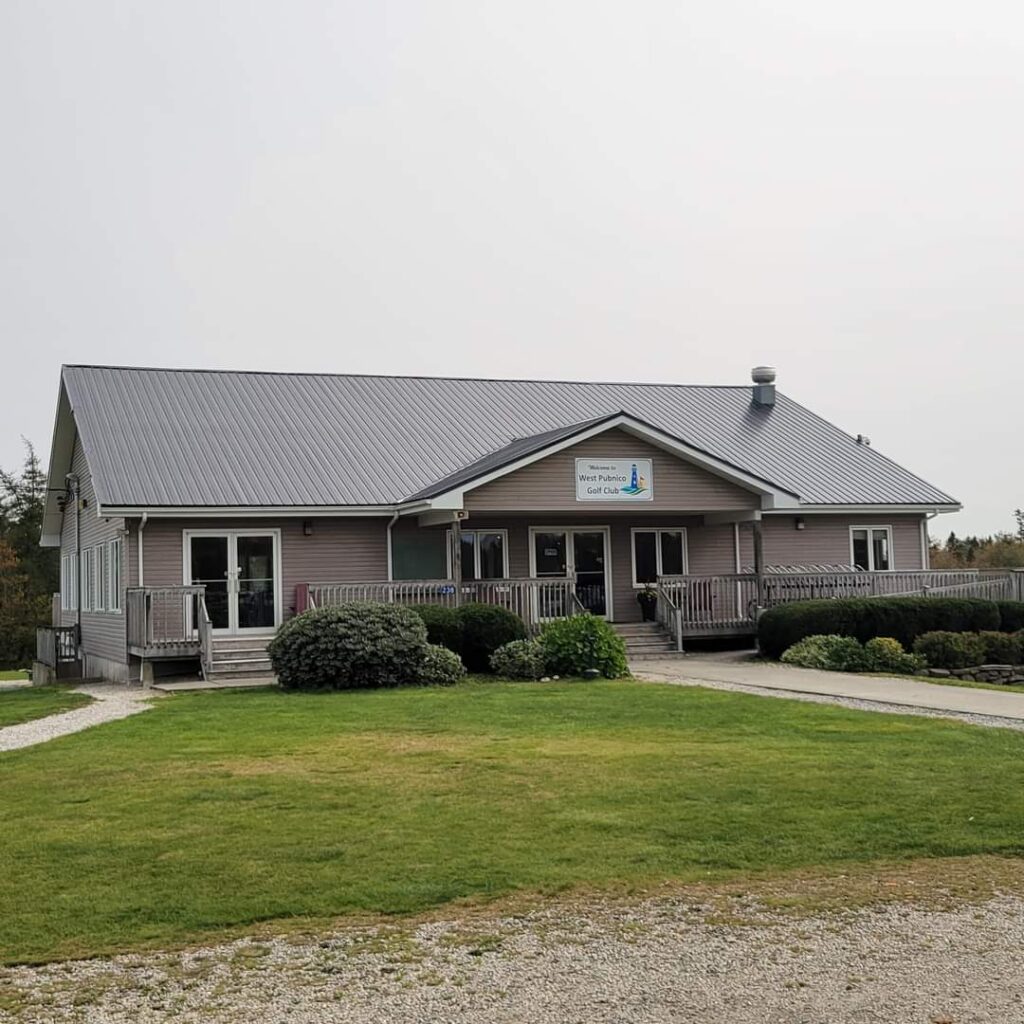 A picture showcasing a roof job done on a the West Pubnico Golf & Country Club.