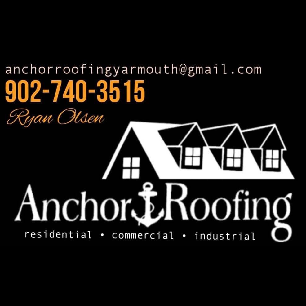 Image depicting Anchor Roofing's logo with contact information.